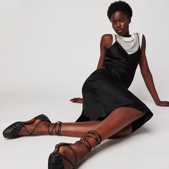 Free People Black Lace-Up Ballet Flats | Wrap Tie | Balletcore | Women’s - Picture 5 of 8